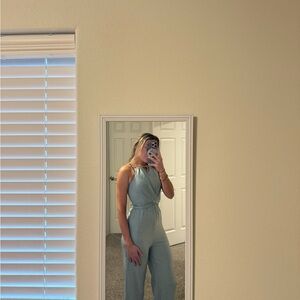 SHEIN Light Blue Halter Jumpsuit
